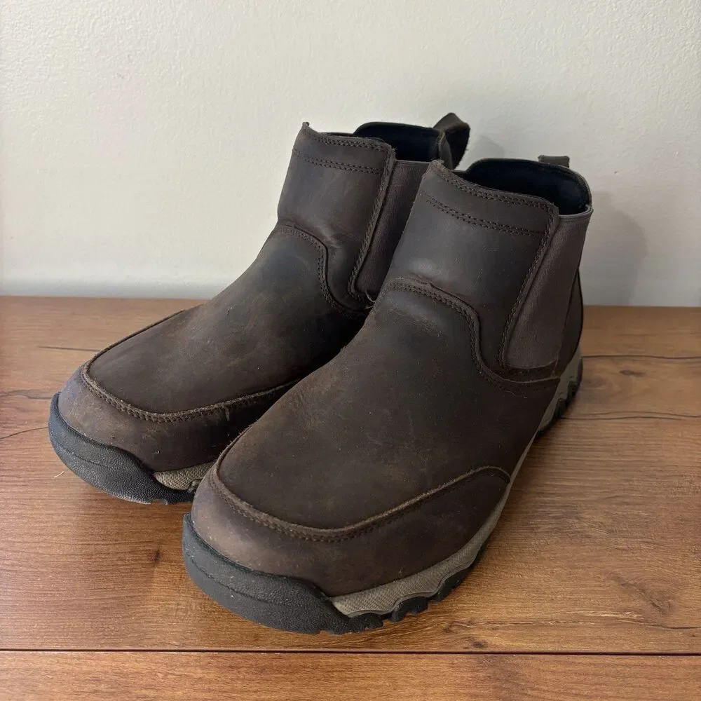 Duluth Trading Wild Boar Ankle Boots Mens Size 10 Brown Leather Chelsea Pull On